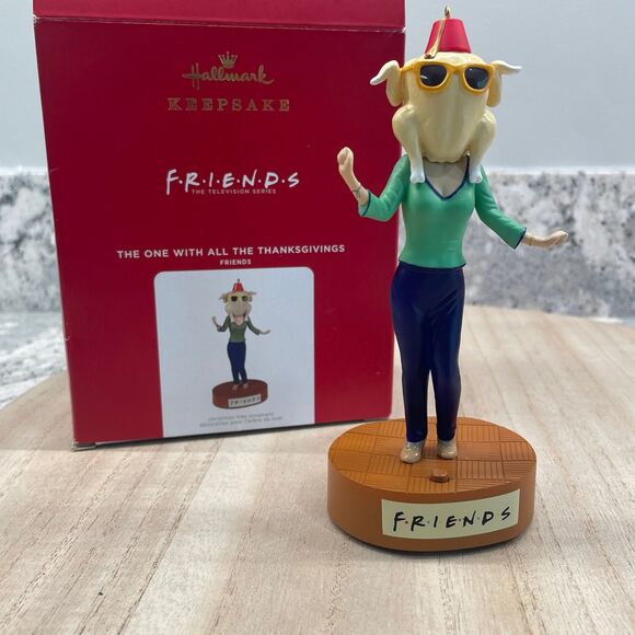 Hallmark FRIENDS Monicca w/ Turkey on Head Christmas Tree Ornament Thanksgivings - Picture 1 of 7